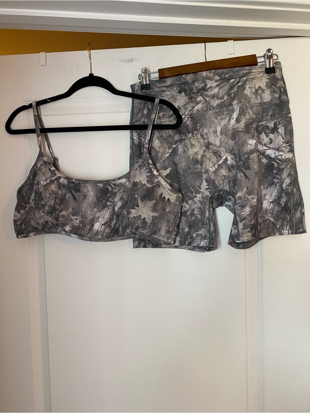 Camo Print Sports Bra and Biker Short Set